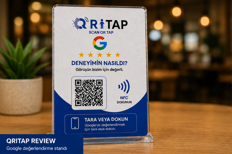 QRITAP Review A6 akrilik NFC ve QR Google değerlendirme standı